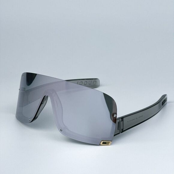 NEW Gucci GG1637S 002 Light Grey Silver Mirror Unisex Mask Sunglasses